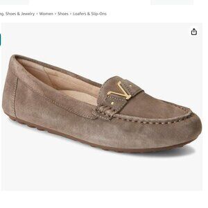 VIONIC Hilo Suede Driving Moccasins Loafers Greige Size 7.5W Wide - New in Box